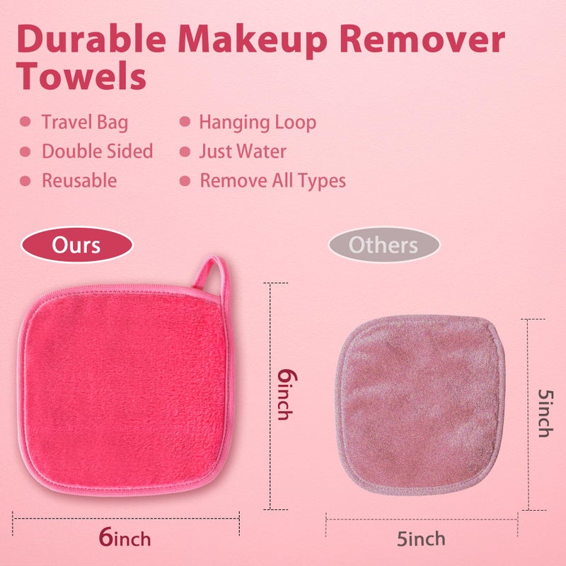 NATWAG | Reusable Update Makeup Removing Microfiber Cloth for Sensitive Skin | Washable Makeup Remover Towels | Natural Facial Cleansing Towels (6â€x 6â€, 12 Pack/Pink) - Image 5